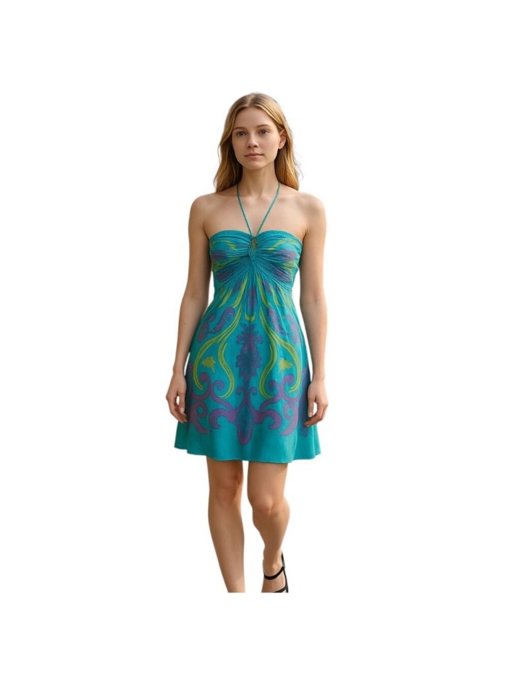 NS!!!   Kitty Halter Dress Green Size L Y2K Festival Summer Vacation Lightweight